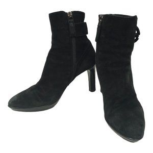 Aquatalia Rachele Side Zip Suede Ankle Boots Womens 8.5 Buckle Detail Stiletto